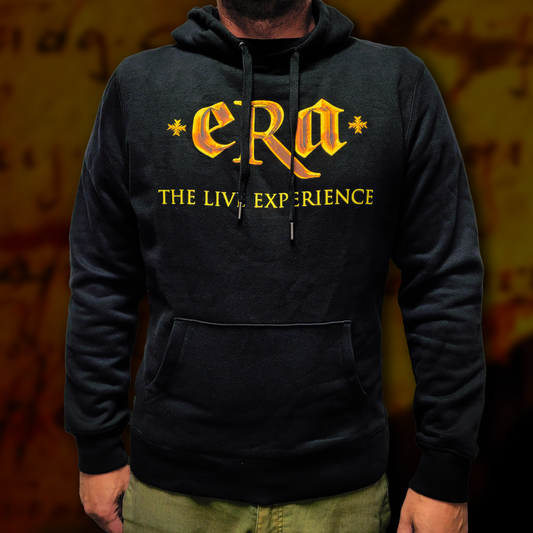 Black unisex hoodie with "ERA - The Live Experience" print