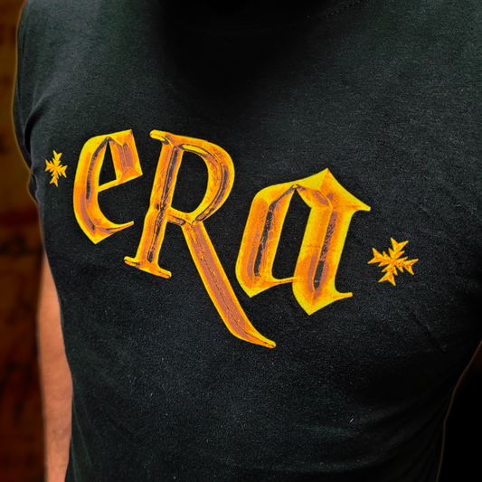 Black unisex t-shirt with "ERA" logo