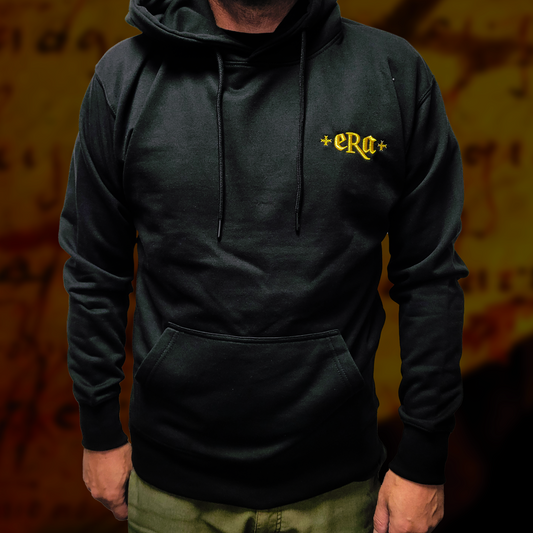 Black unisex hoodie with embroidered "ERA" 