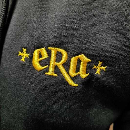 Black unisex hoodie with embroidered "ERA" 