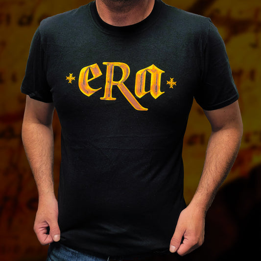 Black unisex t-shirt with "ERA" logo